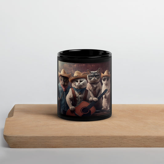 Outlaw Country Cats - Black Glossy Mug