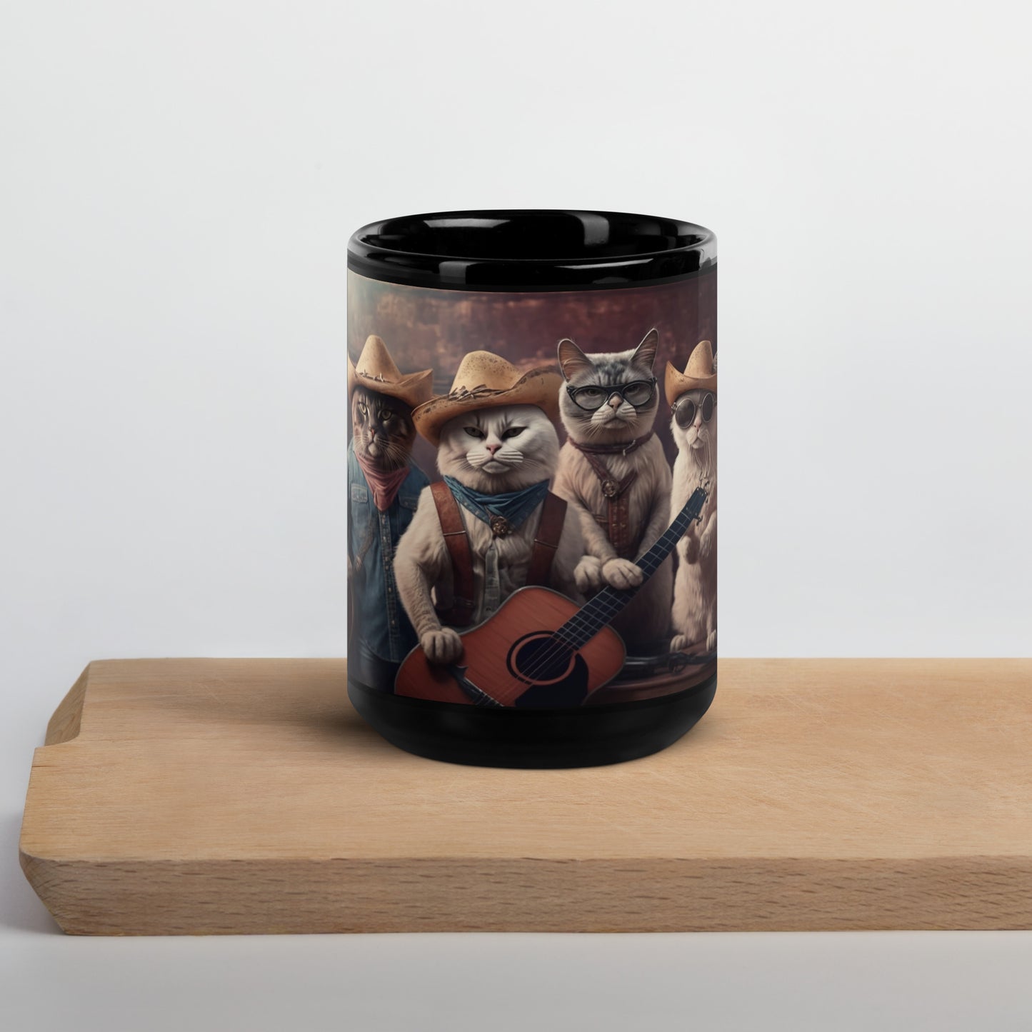 Outlaw Country Cats - Black Glossy Mug