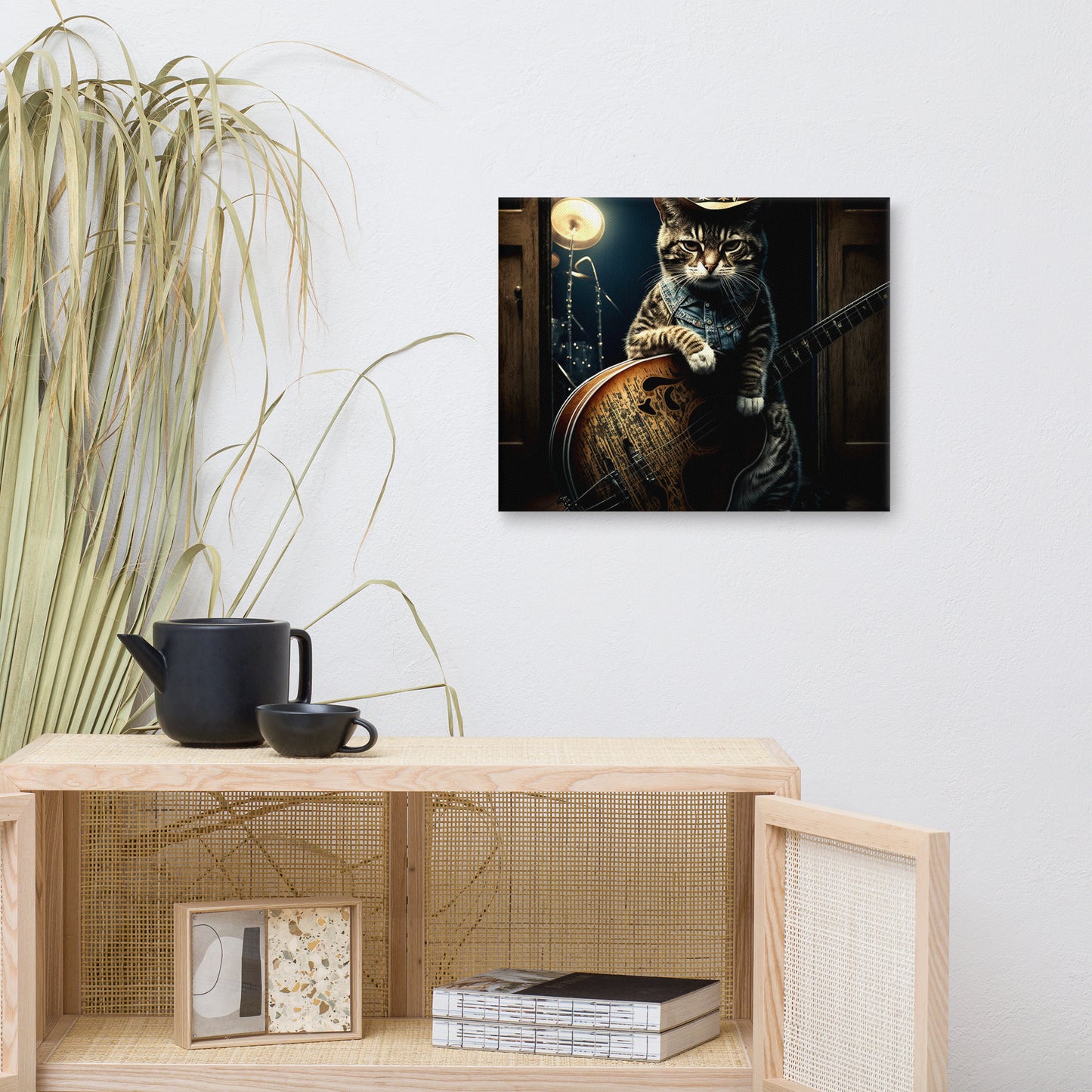 Troubadour! Outlaw Country Cat on Canvas